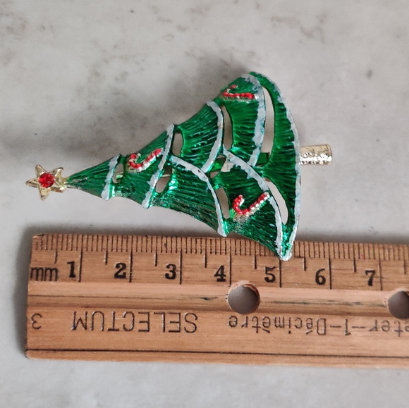 Vintage Christmas Tree Brooch Signed Beatrix - Picture 5 of 10